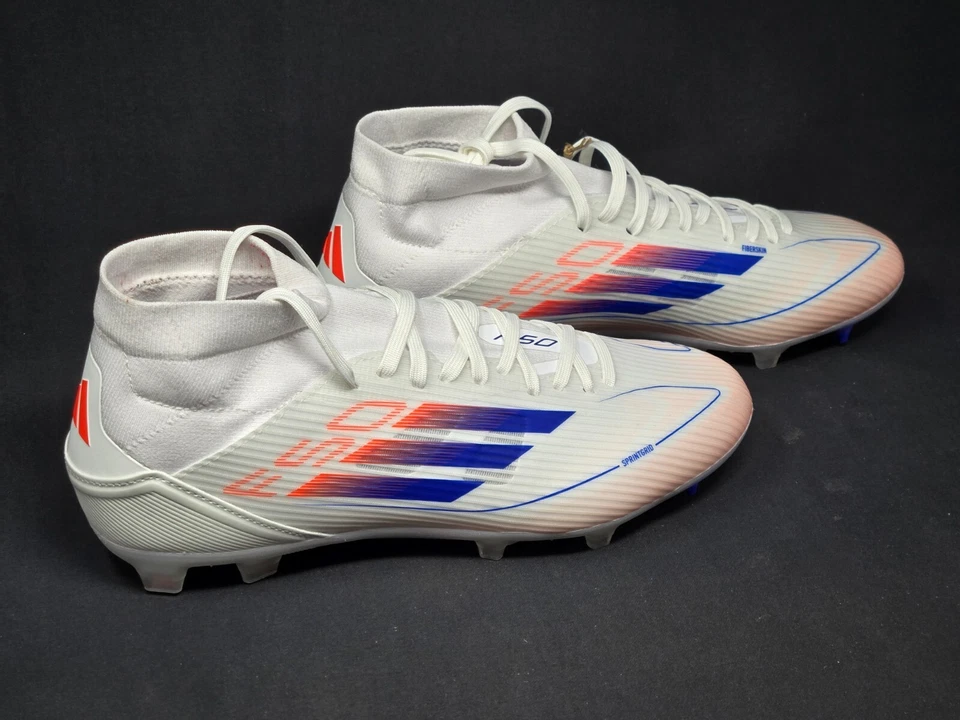 Adidas F50 League Mid FG MG Women Multi Size White Blue Orange Cleats ID9190 NBY - Image 4 of 4