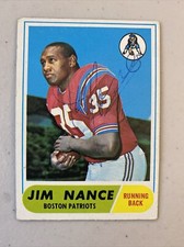 Jim Nance Signed Autographed Auto 1968 Topps Rookie RC Card Patriots. rookie card picture
