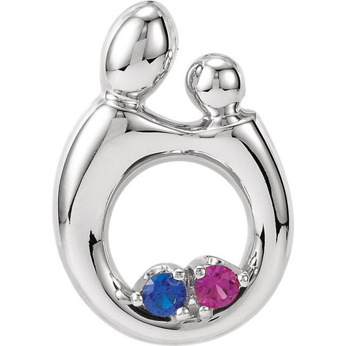 Mother and Child Birthstone Pendant Sterling Silver 1-6 Stones, Mom's Jewelry - Picture 9 of 13