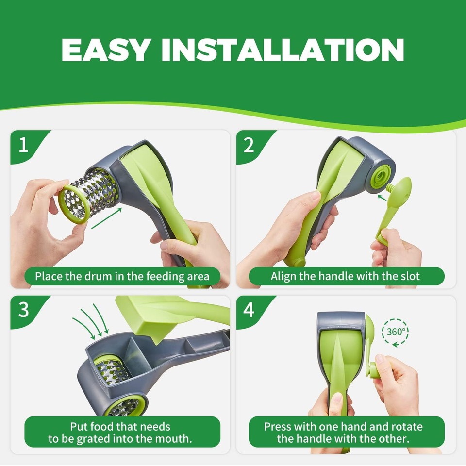 Cheese Grater with Handle Parmesan Cheese Grater Handheld Rotary Cheese Grater eBay