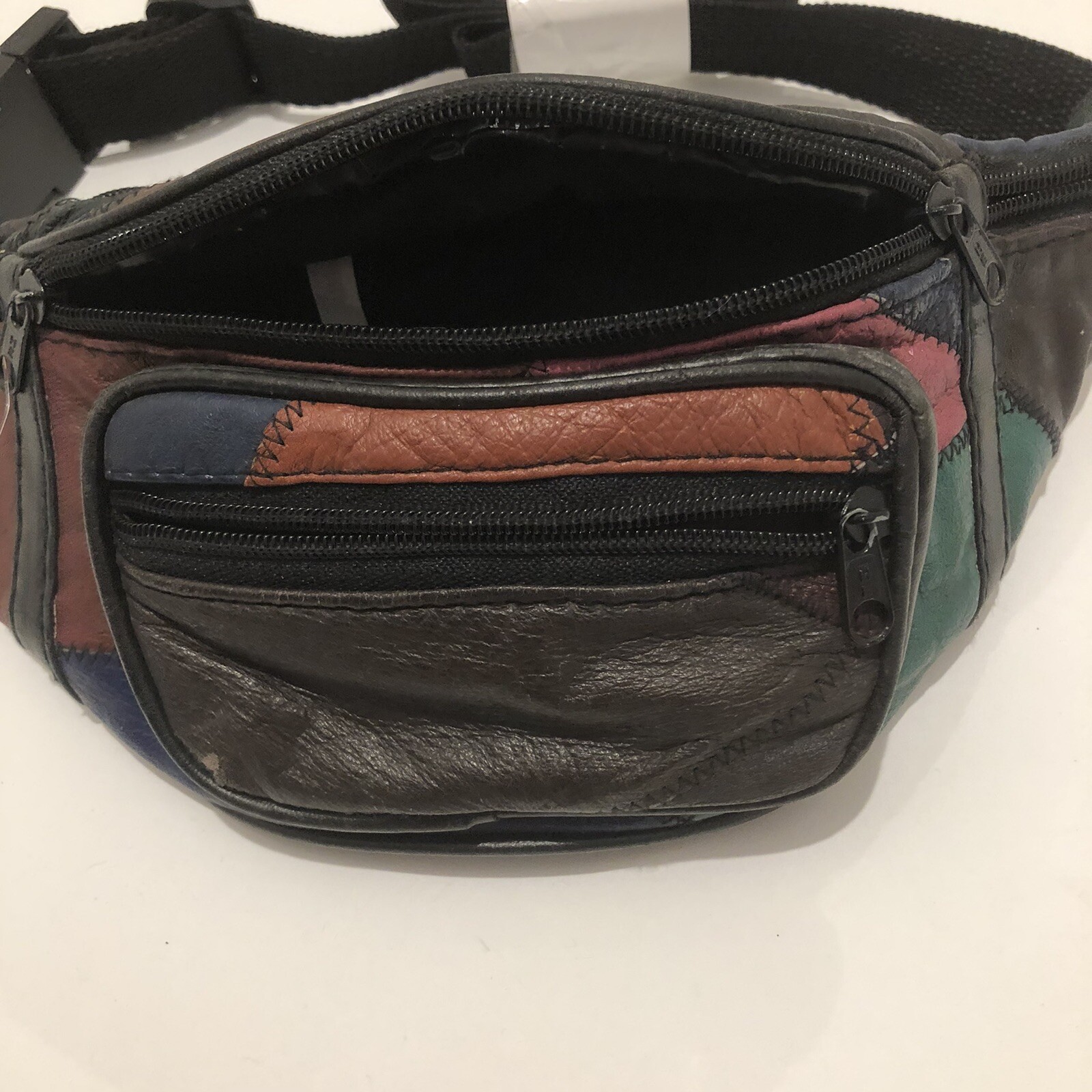 Patchwork Leather Boho Fanny Pack Multi Colored B… - image 5
