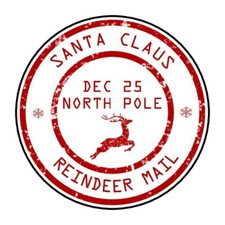 30 1.5" CHRISTMAS SANTA NORTH POLE ROUND STICKERS ENVELOPE SEALS FAVOR LABELS