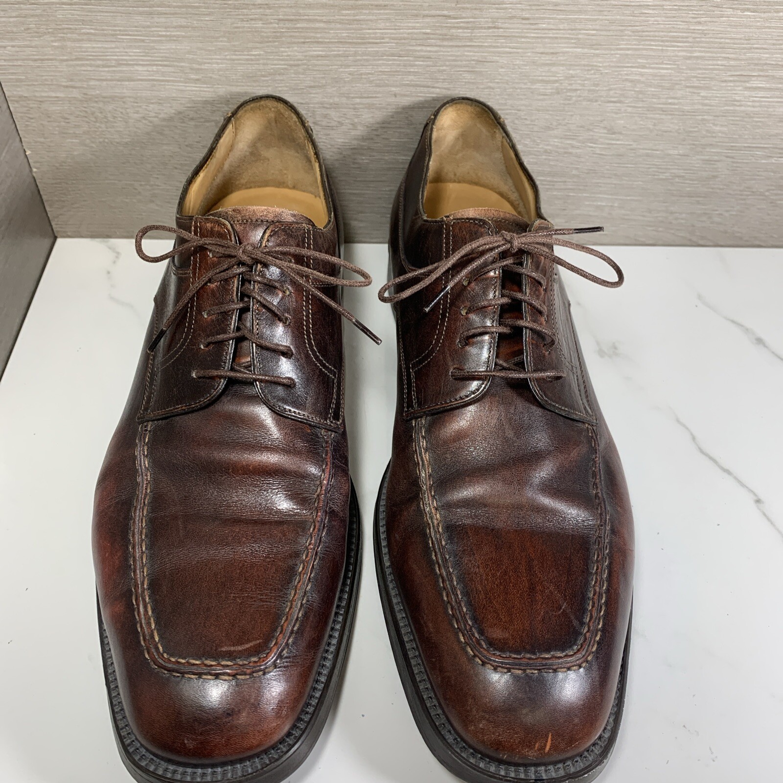 SAOLA Scarpe eleganti derby uomo SANTONI Nuvola Barton in pelle di vitello marrone taglia 10 D
