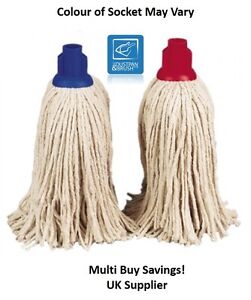 Mop Head Floor Cleaner 100%Cotton Professional Heavy Duty Plastic Push Socket x2