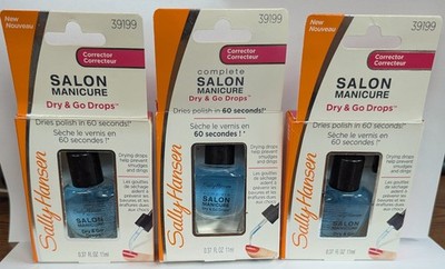 3 SALLY HANSEN SALON MANICURE DRY & GO DROPS 0.37fl oz EA ITEM# 39199 NEW IN BOX