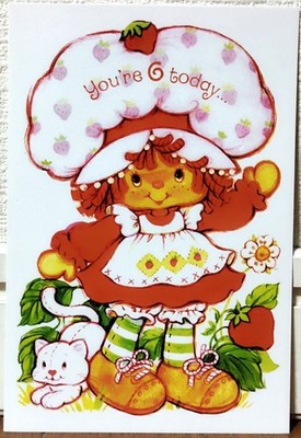 Vintage RARE Strawberry Shortcake Happy Birthday Postcard Greeting Card JAPAN