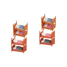 4 Sets Doll House Bunk Bed Model Miniature Furniture Doll House Bedroom Layout
