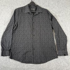 Tasso Elba Button-Up Shirt Mens XL Black Geometric Long Sleeve Spread Collar