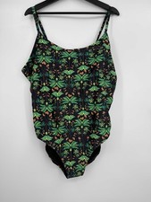 Old Navy Womens Palm Print One-Piece Swimsuit Black Green Tropical Size 3X