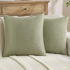 Pack of 2 Chenille Throw Pillow Covers 18x18 18x18 Pack of 2 Sage Green