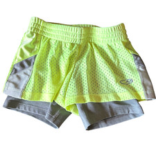 C9 by Champion girl's yellow and gray double layer athletic shorts sz XS 4-5 