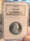 1963 SILVER FRANKLIN HALF DOLLAR PF66 CAMEO NGC