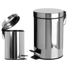 STAINLESS STEEL SILVER KITCHEN BATHROOM TOILET RUBBISH PEDAL BIN 3 5 12 20 & 30L