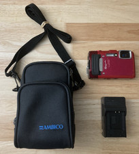 Olympus Stylus Tough TG-830 Red Digital Camera with Charger and Case Tested 