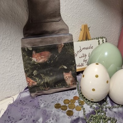 Gürteltasche, Kellnerhalfter Leder, ***FÜCHSE im Gras***