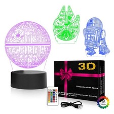 3D Illusion Night Light,16 Colors Gradual Changing Touch Switch USB Table Lam...