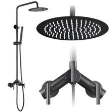 Outdoor Shower Kit Matte Black 2 Handle Shower Faucet Set Wall Mounted Shower...