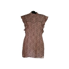 Women's Pretty Little Thing Pink and Black Lace Dress Size 8