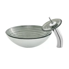 Swiss Madison SM-VSF26 Cascade 16-9/16" Glass Vessel Bathroom - Smoky Grey