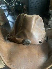 leather cowboy hat Large Brown Well Worn