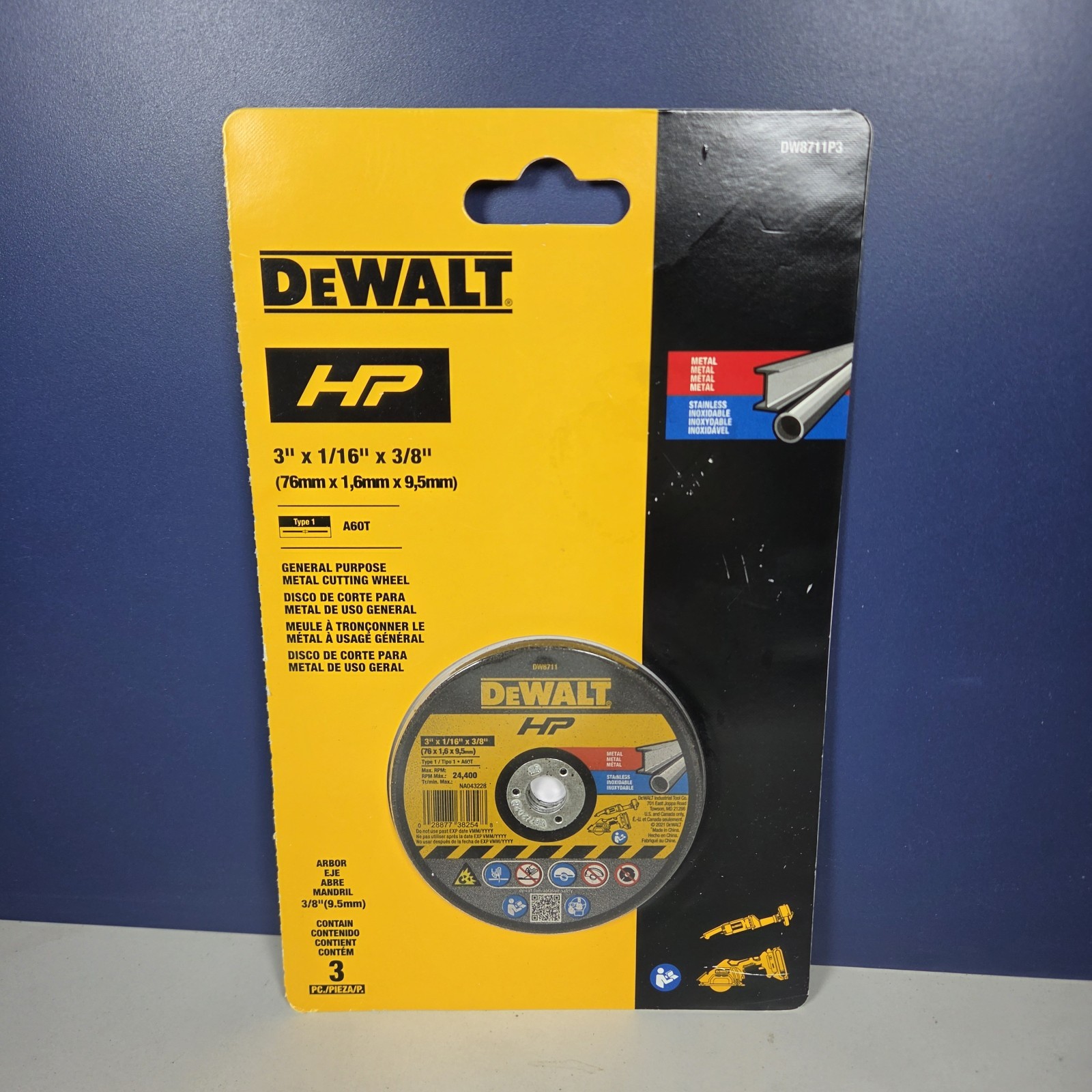 Dewalt 3 In. D X 3/8 In. Aluminum Oxide Bonded Cut-off Wheel
