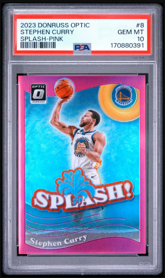 2023-24 Panini Donruss Optic Stephen Curry Splash Pink /25 PSA 10 Warriors POP 2