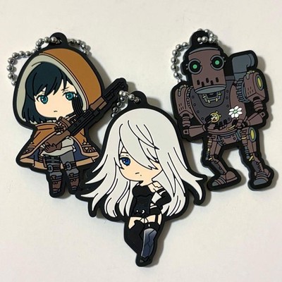 NieR:Automata Ver1.1a Capsule Rubber Mascot 3pcs Set NIB Keychain