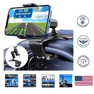 360 Degree Adjustable Dashboard Phone Holder for 4-7 inch Smartphones - Black
