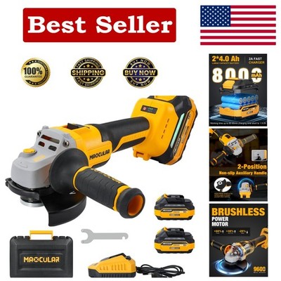 4-1/2'' to 5'' Variable Speed Cordless Angle Grinder with 2x 4.0 AH Batteries