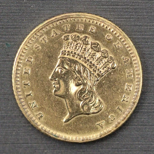 1861 $1 Indian Princess Head Type 3 .900 Gold Dollar US Coin