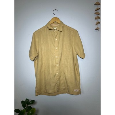Khaki Scotch & Soda Linen Blend Short Sleeve Button Down Shirt - (Men s M)