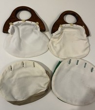 2x Needlepoint Supplies: Bermuda Bag Wooden Handles Vintage MCM