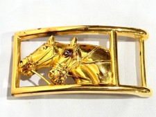 B Kieselstein Gold Tone High Relief Racing Horses Buckle 4 x 2
