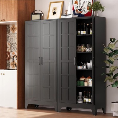 Cofar Metal 71''Kitchen Cabinets with Square-panel Doors and 4 Adjustable Shelves