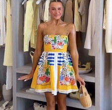 ZARA WOMAN NWT SS25 FRUIT PRINT POPLIN DRESS SIZE S 3455/341/050