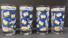 Rare MCM Blue Chip Stock Market Barware Set 4 Rocks Glasses Georges Briard Style