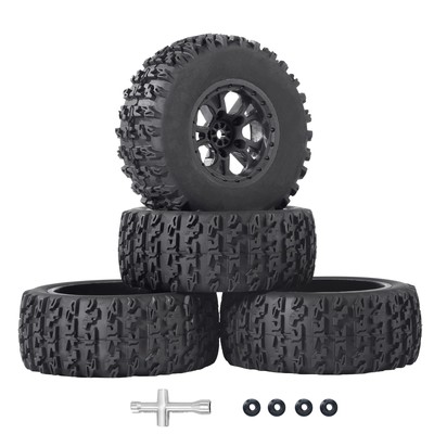 RC Station 12mm Hex RC Wheels and Tires 4PCS 1/10 Scale RC Short Course Truck...