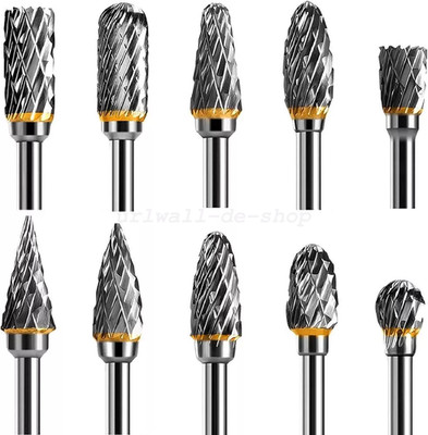 Für Dremel 10x Frässtift Hartmetallfräser Wolframcarabid Fräser Schaftfräser Set