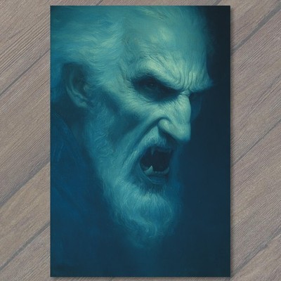 STICKER Vampire Elder Snarling Fangs Dark Gothic Portrait