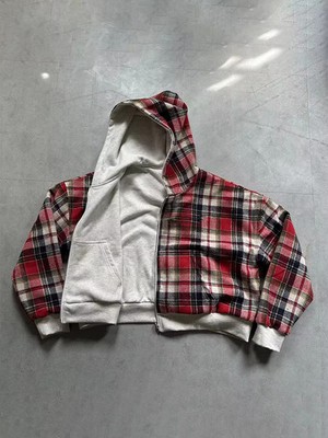 Y2K Reversible Plaid Zip Hoodie Men's Oversized Streetwear Jacket