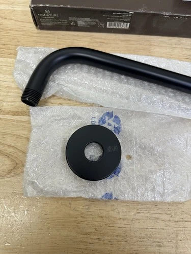 Signature Hardware SHRSA123MB 12" Rain Shower Arm and Flange - Matte Black - Picture 3 of 4