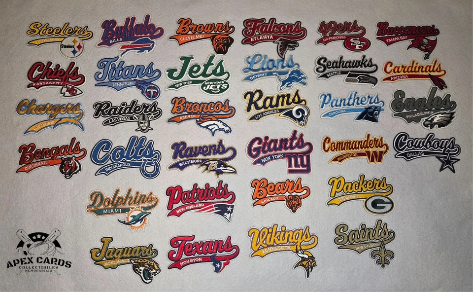 NFL Team Signature Patch Embroidered Iron On Sew On Football Patches - Image 1 of 1