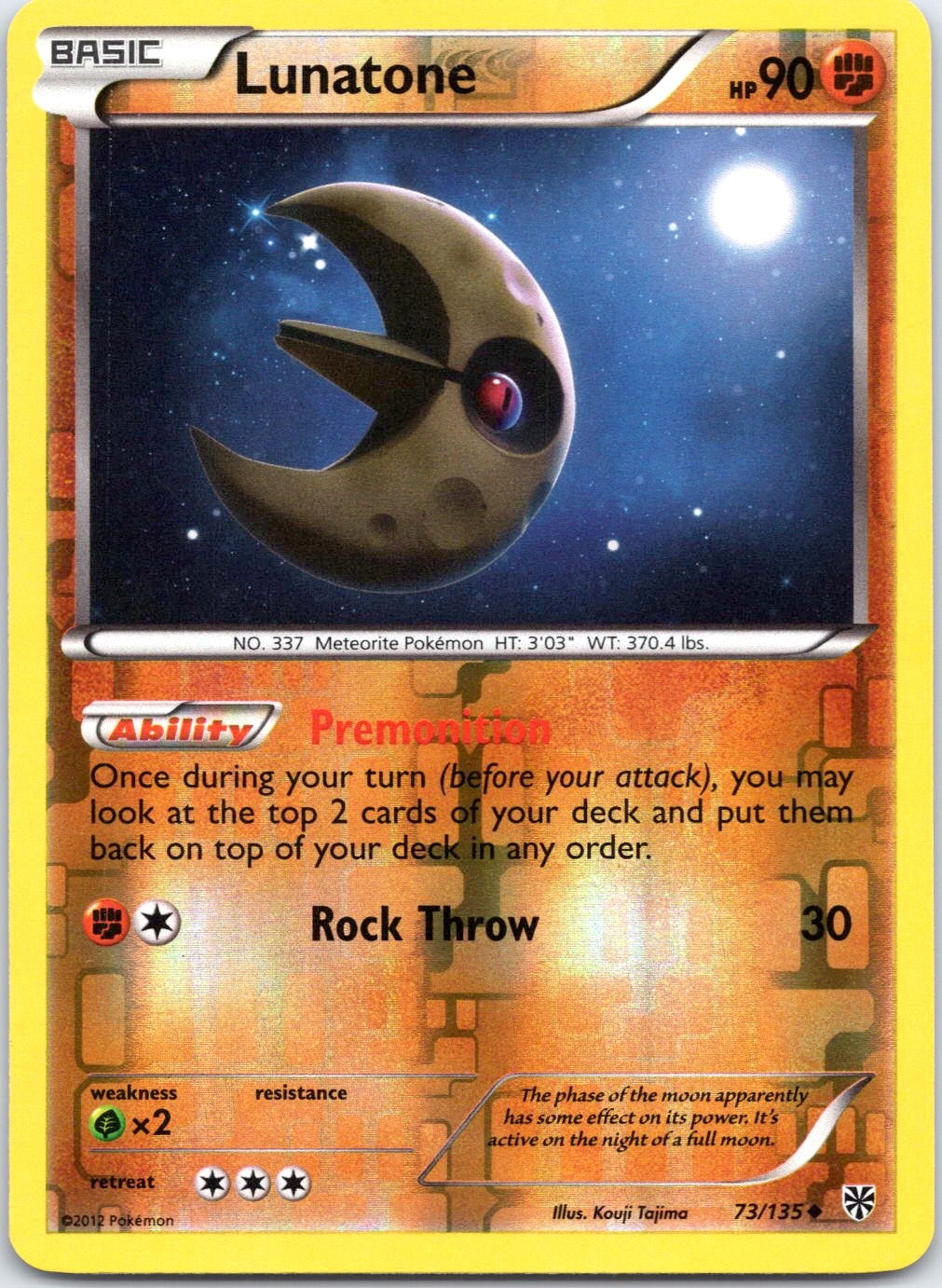 Lunatone Uncommon Plasma Storm 73/135 NM Reverse Holo