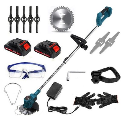 Akku Rasentrimmer Freischneider Elektro Trimmer Motorsense mit 2Akku +Ladegerät~