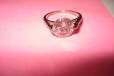 Sterling Silver Lg Bright Pink CZ Ladies Ring  Sz 6 New  Bling Bling 