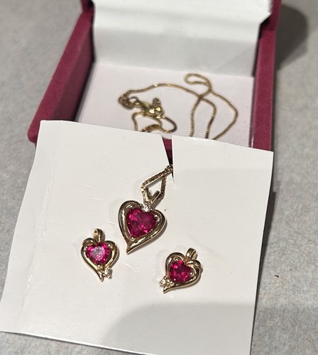 Ruby Necklace and Earrings ,  3 piece Set