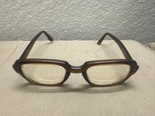 Vintage Military USS 4 1/2 - 5 3/4 Eyeglasses Frames Brown - 52-22