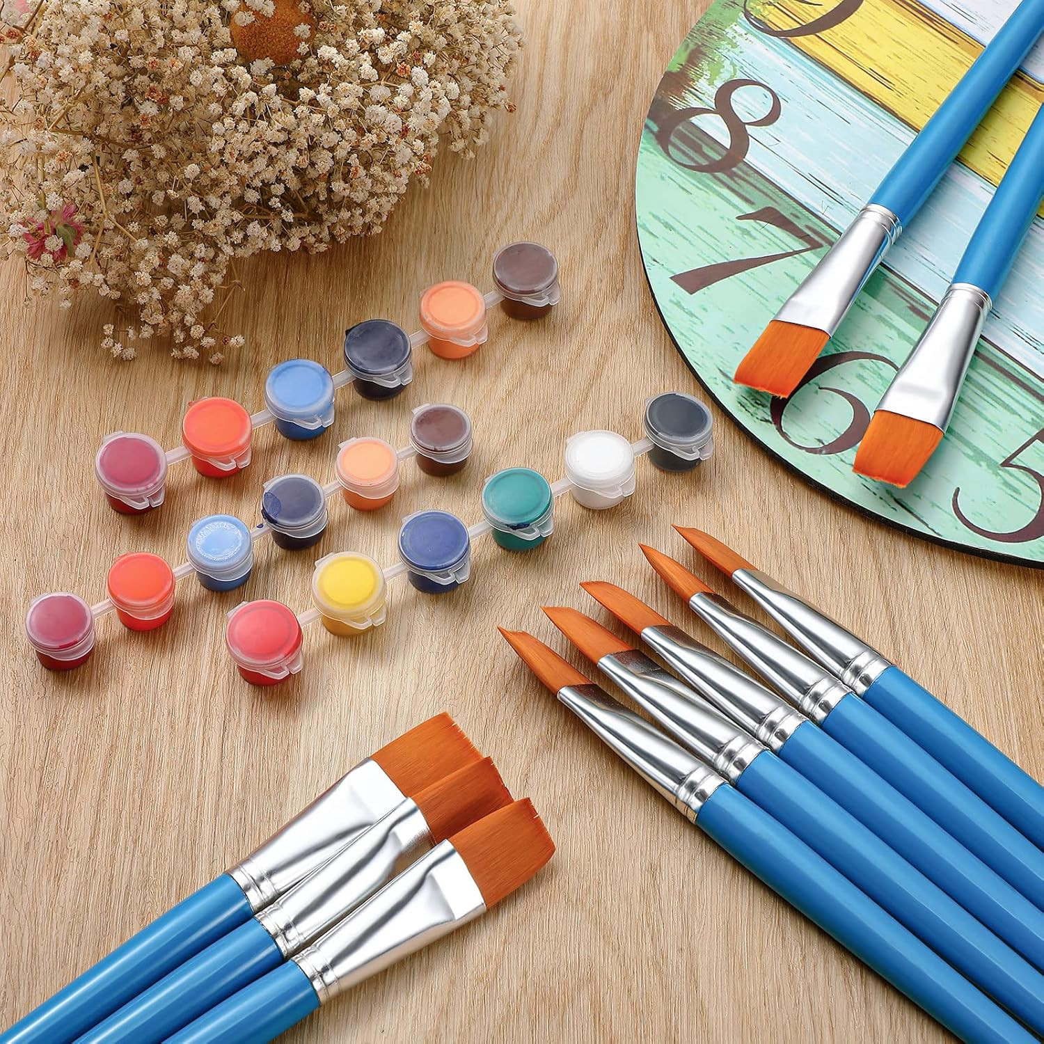 10 Pcs 1 Inch Flat Head Paint Brushes Bulk Watercolor Acrylic Paint Brushes Synt