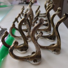 Antique Farm House Solid Brass Coat Hooks Mil...