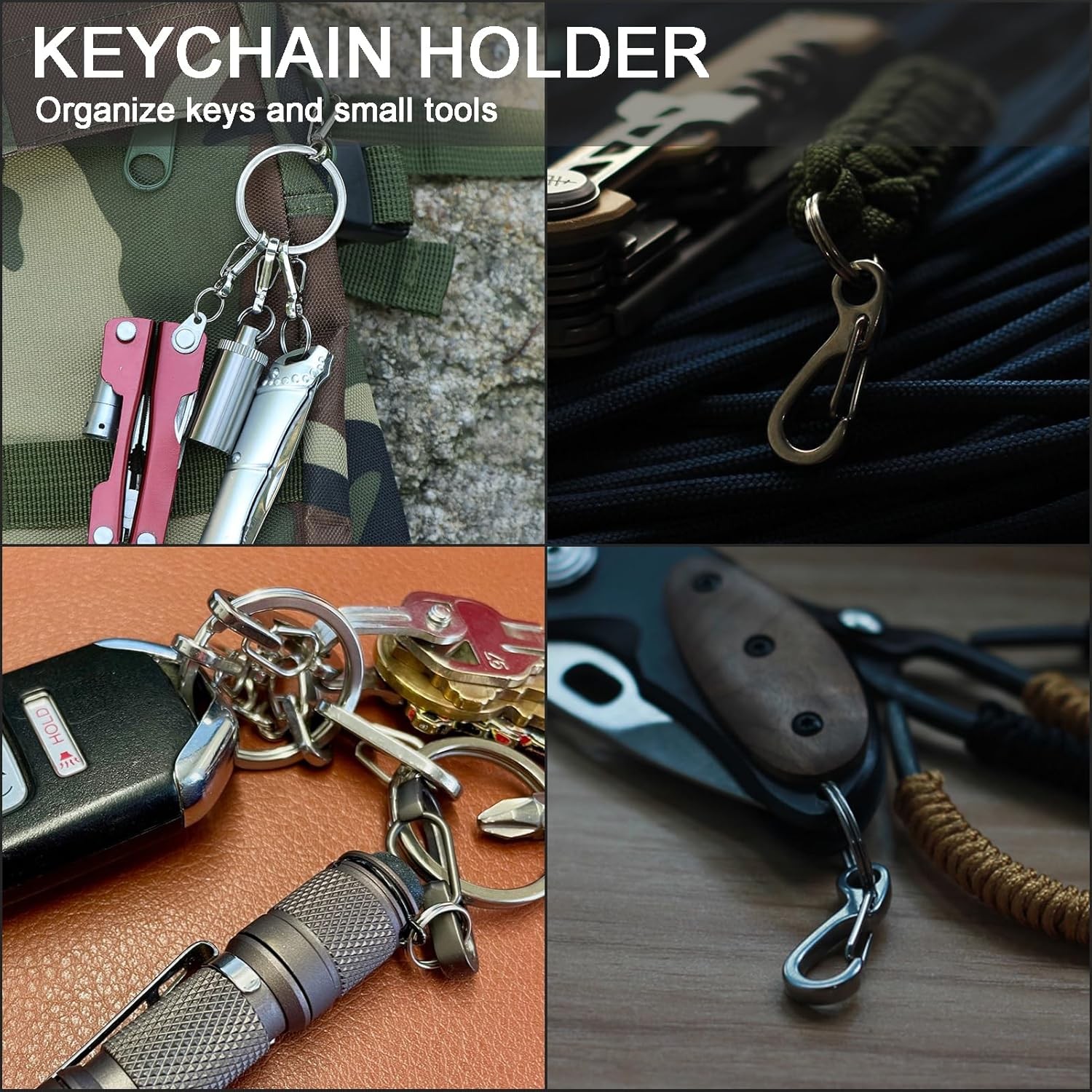 CooBigo 12 Sets Small Carabiner Clip Metal Spring Snap Hooks 1 inch Mini Paracor